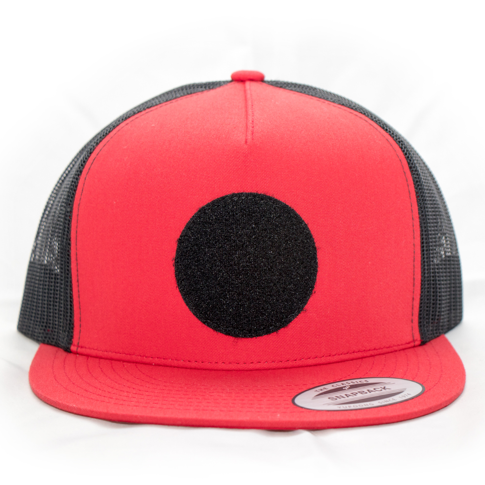 Snapback Black/Red Trucker Hat (w/ Velcro Patch)