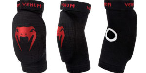 black and red venum elbow pads