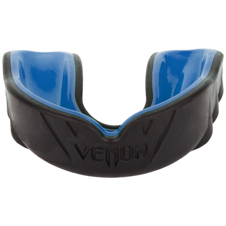 Front view of Venum brand black/blue mouthguard