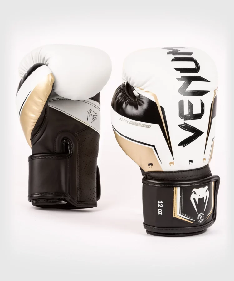Venum Elite EVO Boxing Gloves (White/Gold)